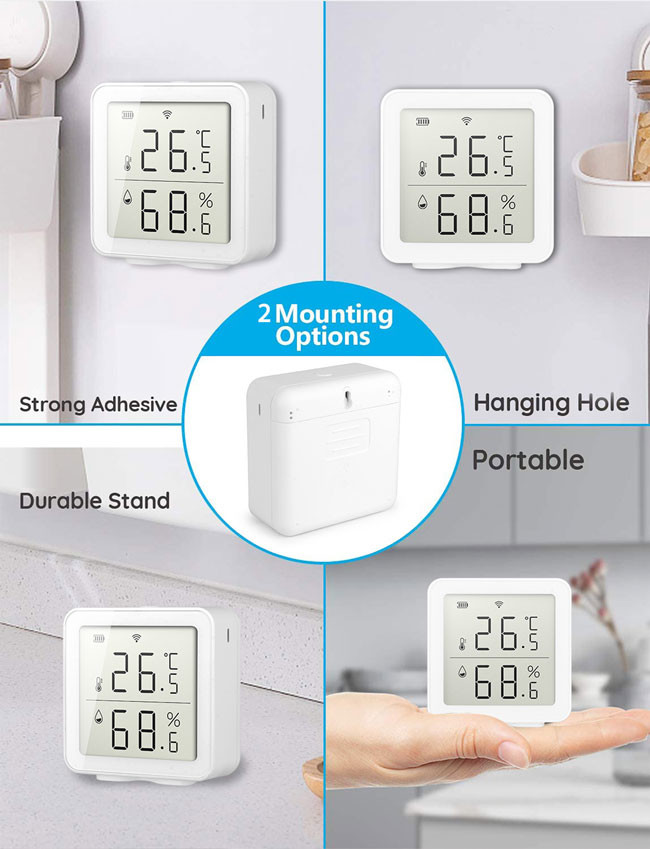 802.11 WiFi Temperature Humidity Sensor 70m Communication Range Low Power Indication