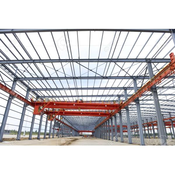 Large Span Heavy Architectural Structural Steel Portal Frame Workshop Plant With Bridge Crane