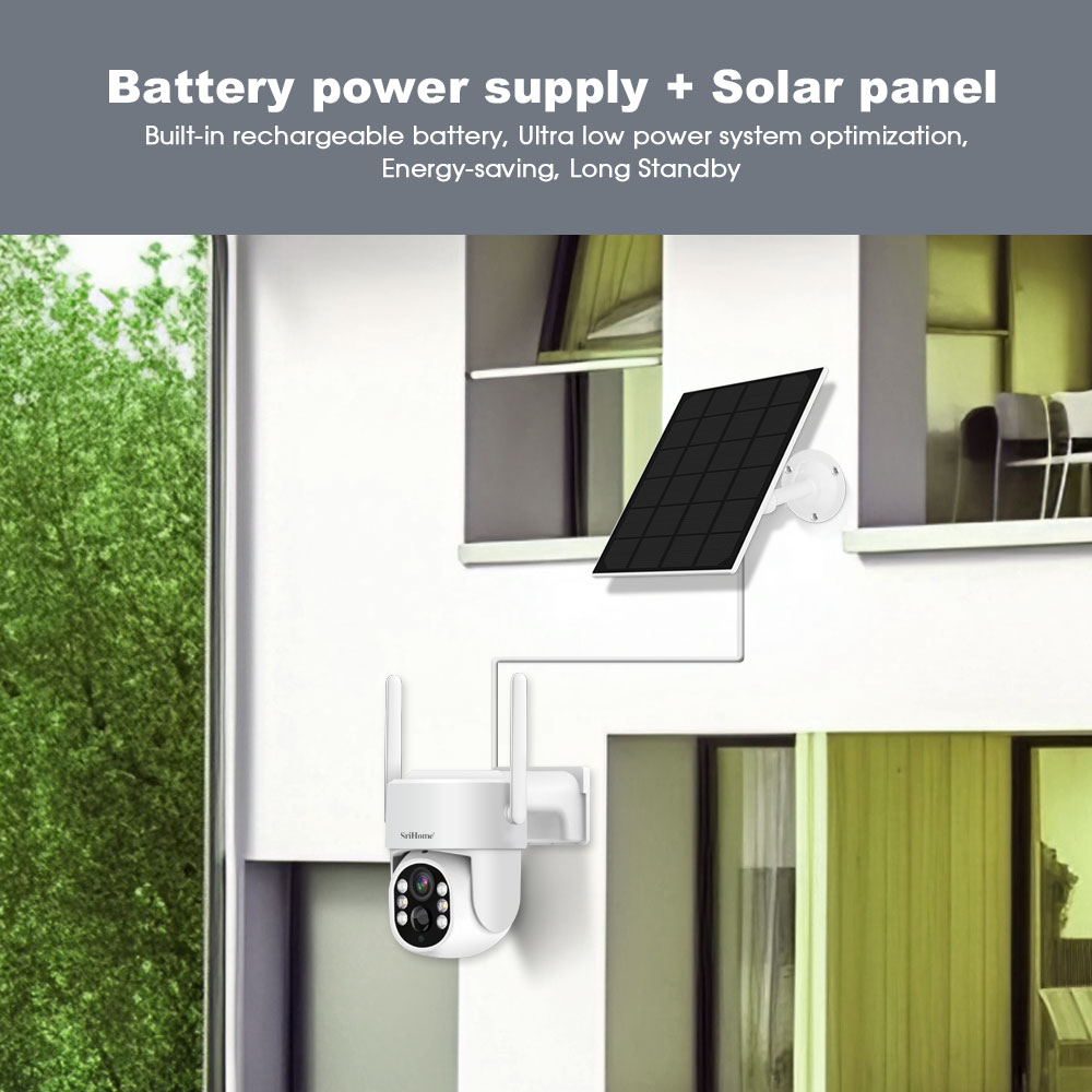 Outdoor Solar Battery Wireless PTZ Camera Support Full-Color Night Vision 2-Way Audio Wireless CCTV Camera