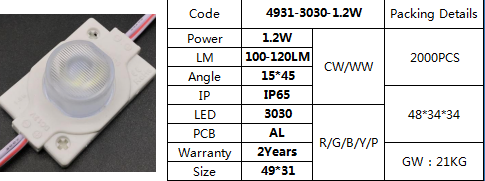 4931 3030 1.2W LED Advertising Light Box Module 12V Single Lamp Side Light Source LED Injection Module