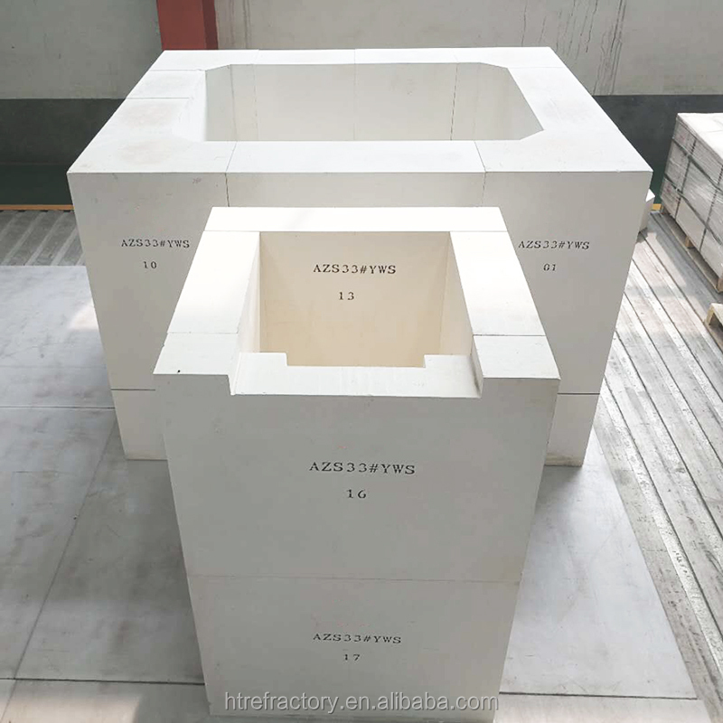 AZS Zirconia Corundum Refractory Block With 33% ZrO2 Content for Temperature Applications