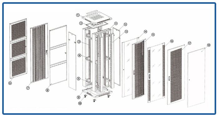 Cooling Data Center Floor Mount Server Rack Static Loading 800kg Width 600mm
