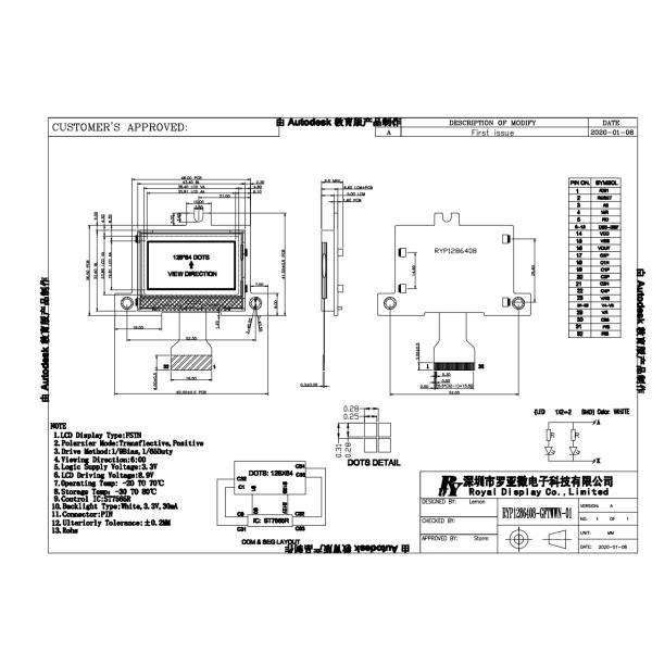 3.3V COB Monochrome LCD Module Display FSTN Gray For Inverter UPS