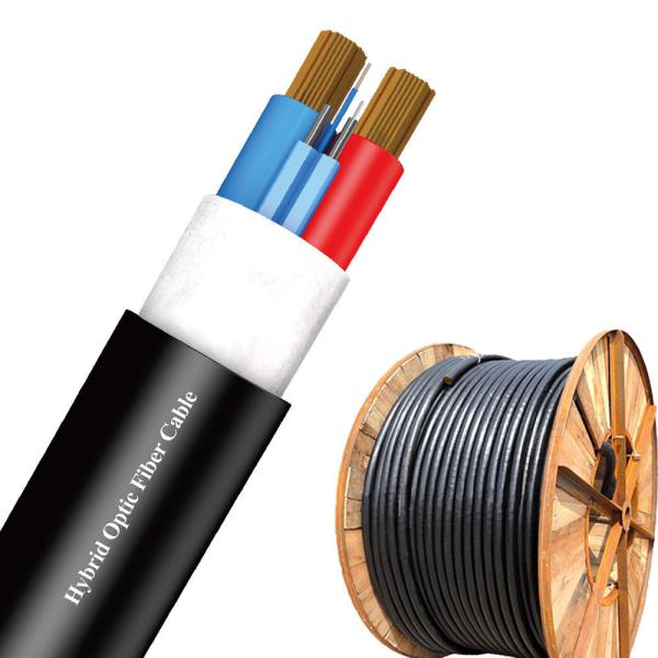 SingleMode 12 Core Hybrid Optoelectronic Composite Cable G652D PVC Sheathed 2kilometer