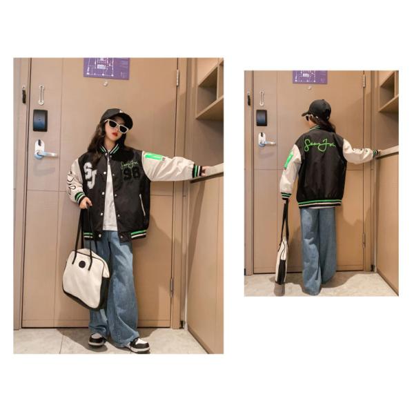 Splicing Printing Thick Patchwork Baseball Jacket Outerwear For Girls Ages 4-16