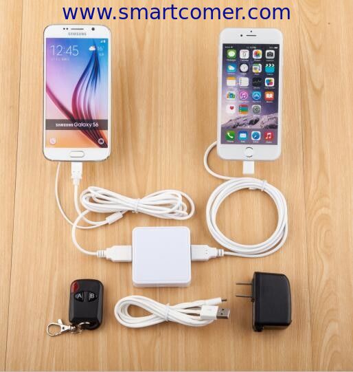 COMER 2ports security alarm system for mobile phone and tablet shop display with charging