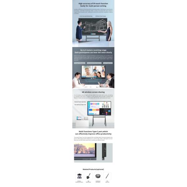 Touchscreen All In One Intelligent Board , 86 Inch Interactive Digital Whiteboard