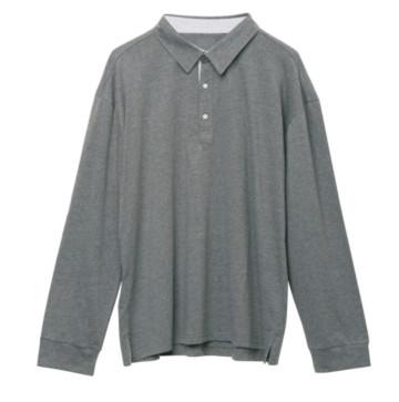 Quality 180gsm Collar Woven Belt Grey Long Sleeve Knitted Shirt for sale