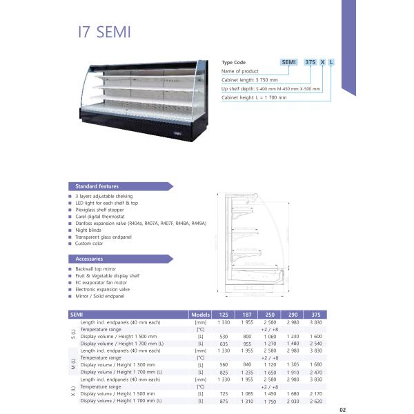 R134a R404a Vertical 3 Tiers Multideck Open Display Refrigerator Rear Service