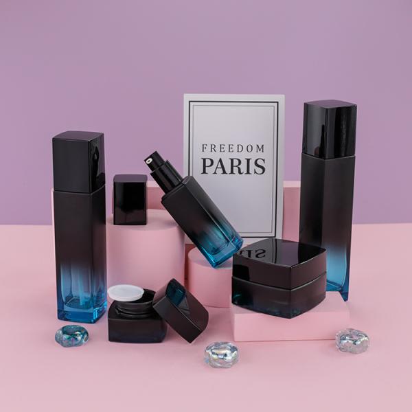 Square Frosted OEM Lotion Glass Bottles Black Painting For Cosmetic