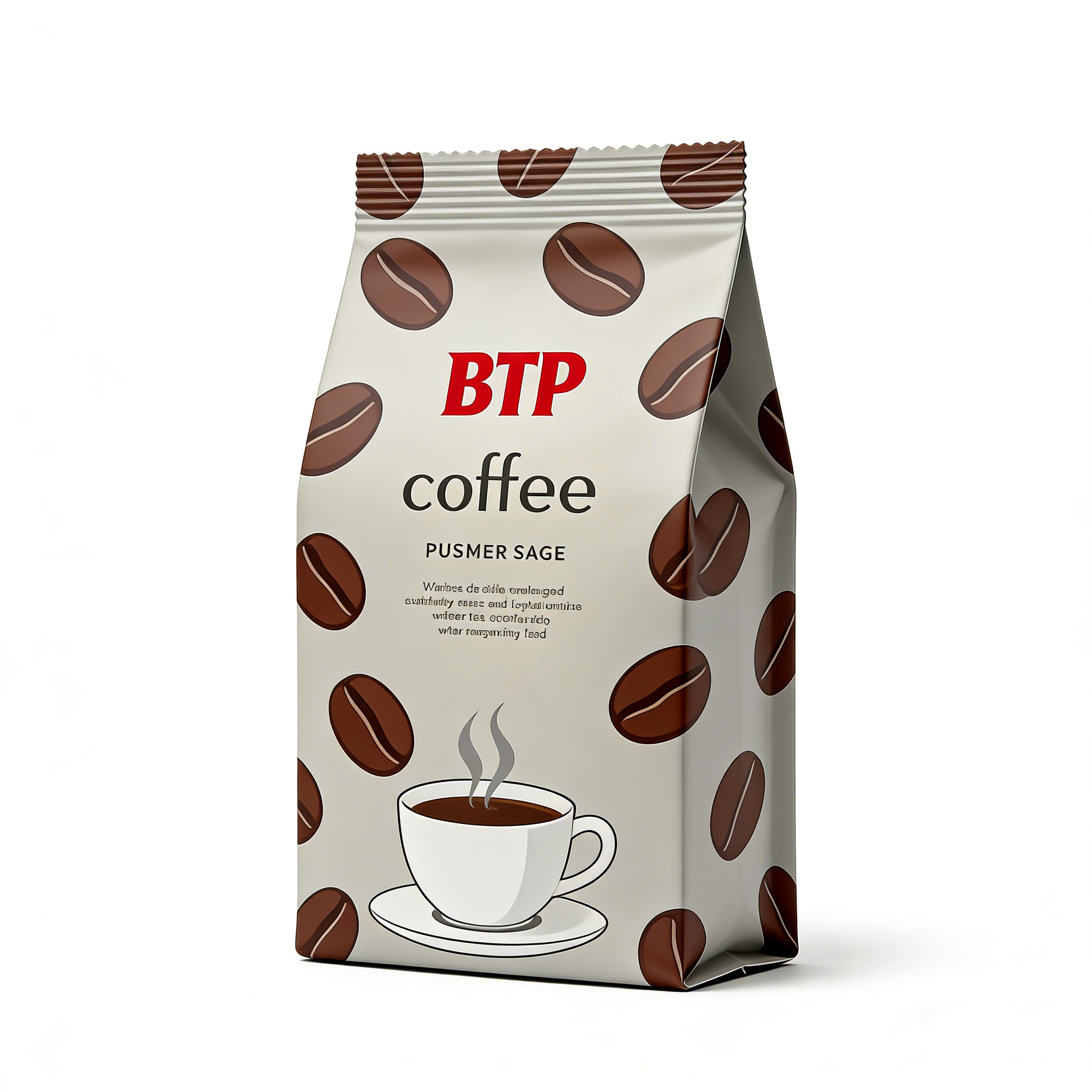 Custom Moisture-Proof Food Grade Coffee Stand-Up Bags Coffee Bean Pattern Resealable Packaging for Long-Lasting Freshness