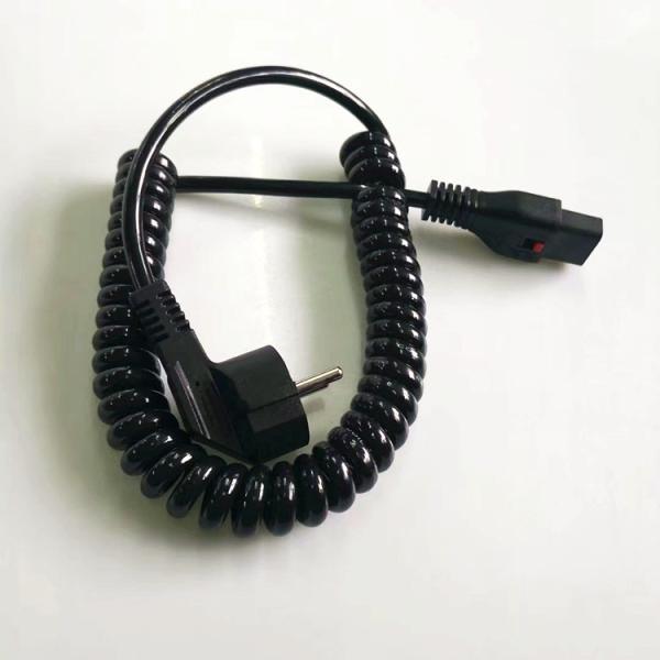 European 3pin black spring power cord 0.5m-10m copper power cable with lock free sample