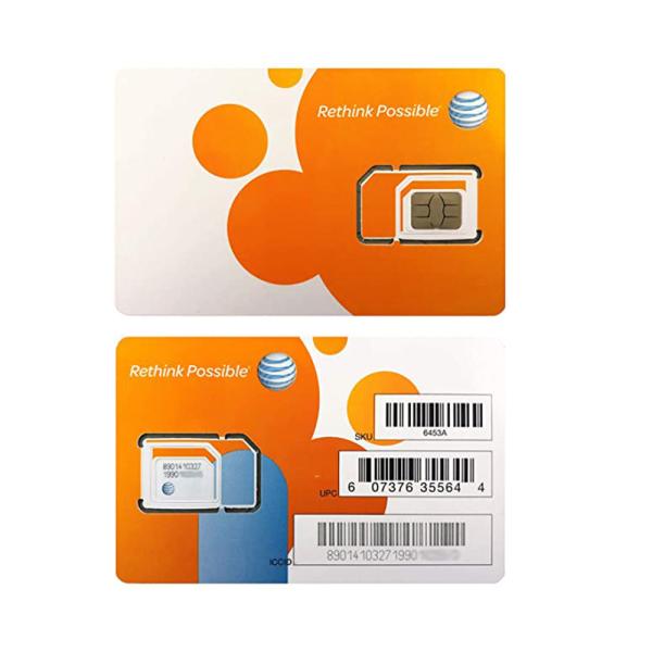 Quality AT&T SIM Card Compatible With Prepaid GoPhone Postpaid AT&T Cellular Service Universal Triple Cut 3 In 1 for sale