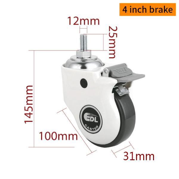 4 Inch TPU Medical Caster Wheels 130kg Load Capacity