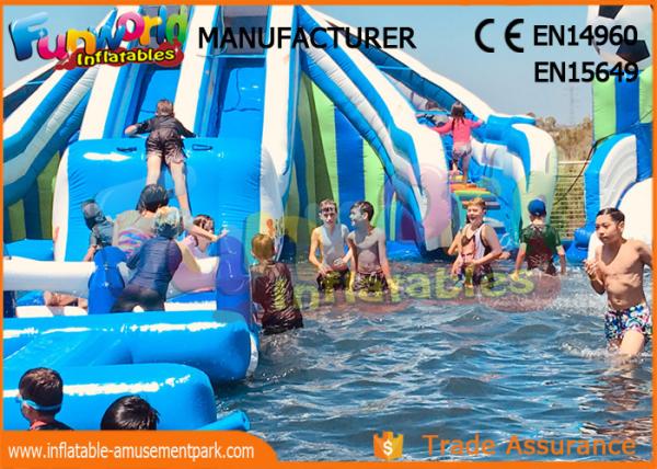 Quality Funworld Large Inflatable Water Slide With Swimming Pool Pvc Tarpaulin for sale