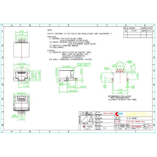 RJ45 Female Connertor Side Enter Low Profile RJ45 Jack With Shielded And HF Production