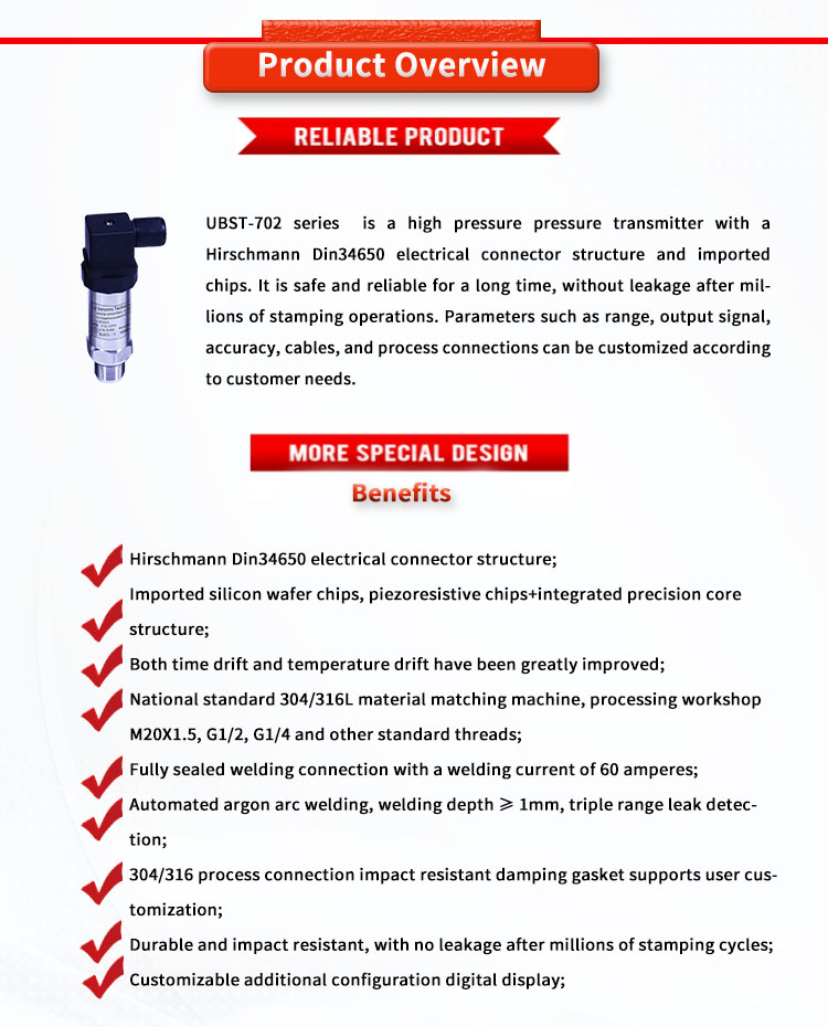 Univo UBST-702Y Liquid Level Gauge with Hirschman Din34650 Connector and OBM Support