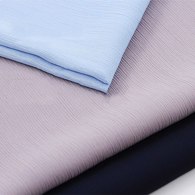 China 142GSM Crepe Yarn Dyed Woven Fabric 100% Polyester Apparel Fabric wholesale
