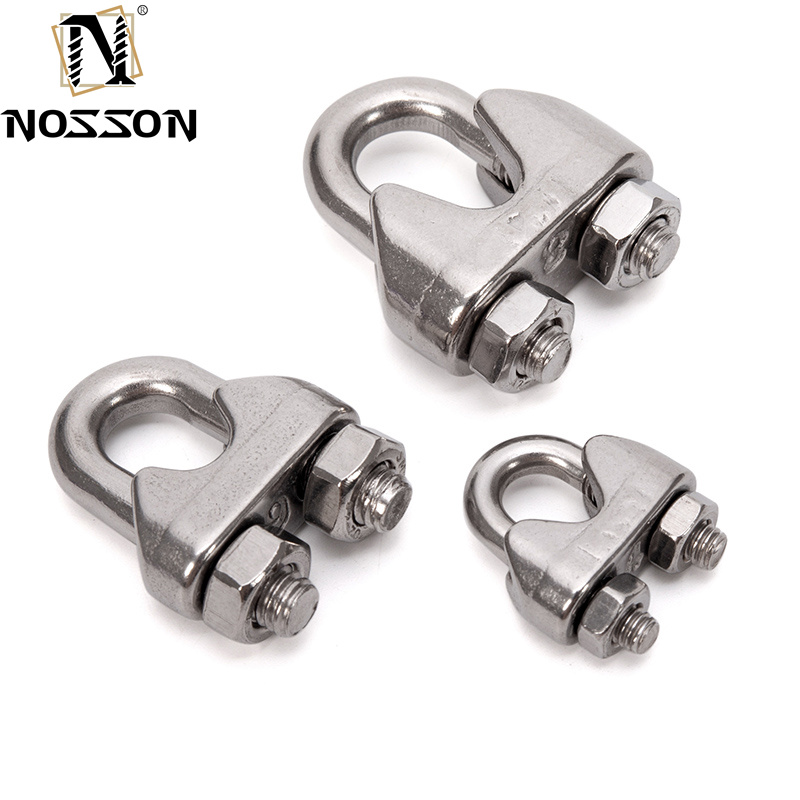 ANSI/ASME Standard SS304 SS316 Saddle Wire Rope Cable Clip Clamp With U Bolt Metric Measurement System Rigging Hardware