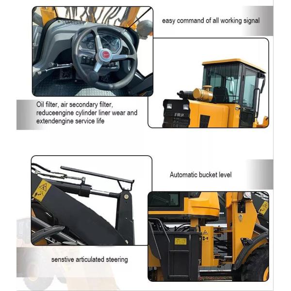 Small 2 Ton Compact Wheel Loaders Articulated With 1m3 Bucket