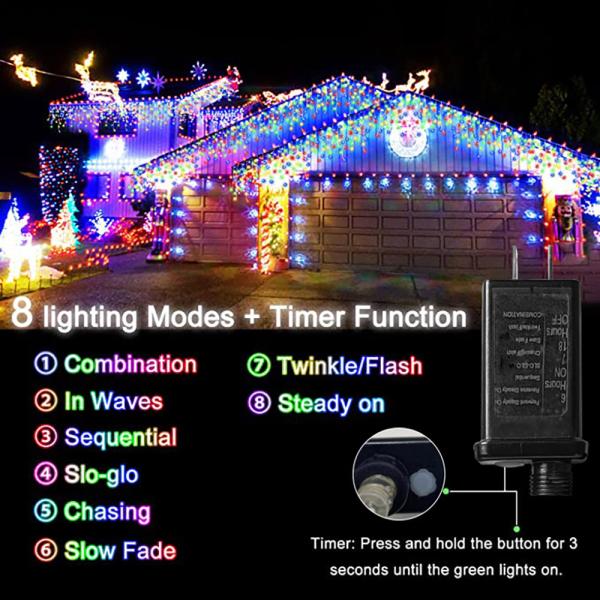 RGB Outdoor Leather Solar String Lights Remote Control 8 Functional Power Supply