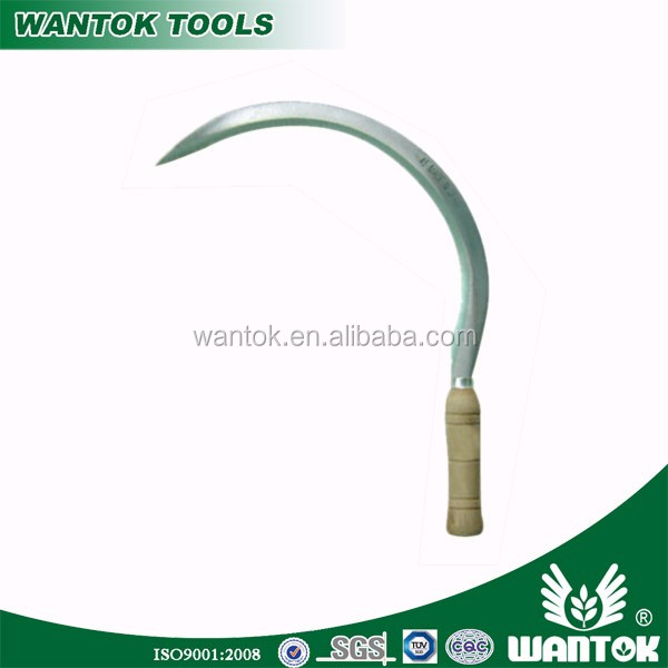 45 Steel or Rail Steel Blade Material SI45 Sickles with Wood Handle