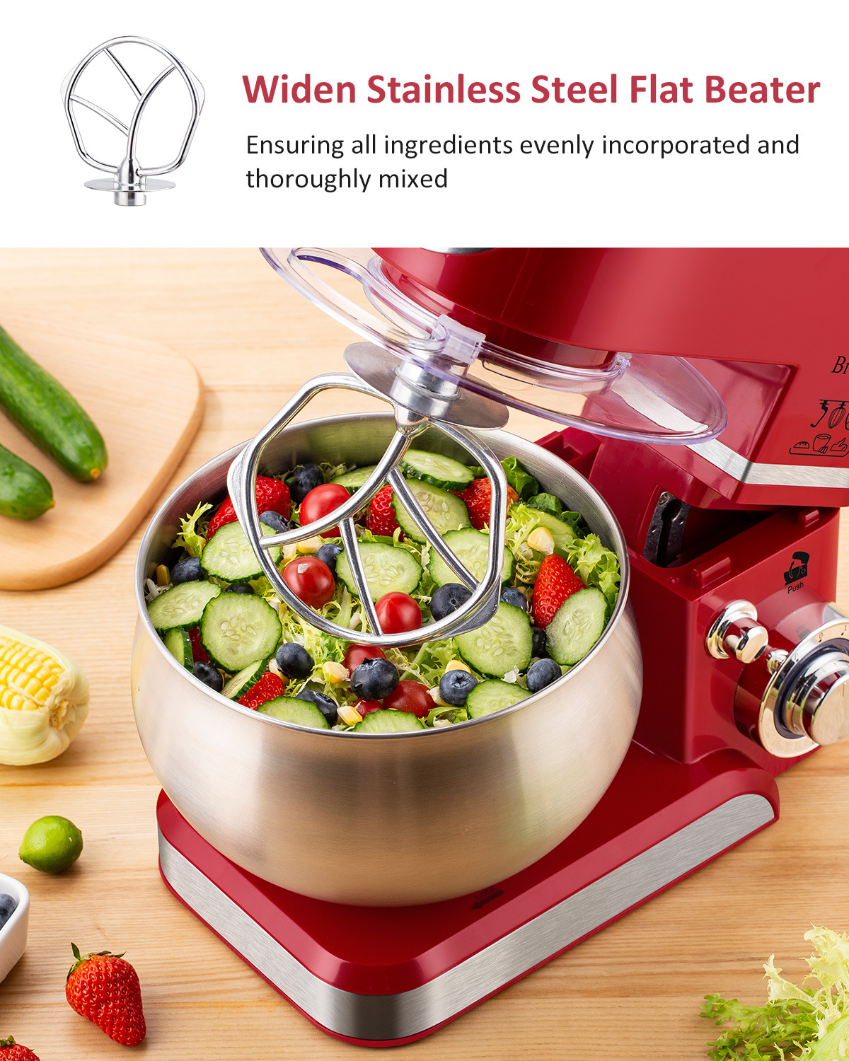 Multifunctional 5L Kitchen Stand Mixer with 6-Speed Setting and Variable Speed Function
