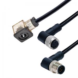 China 16A Solenoid Valve Connector LED And M12 Male 9 Pins Right Angle Connector With Cable wholesale