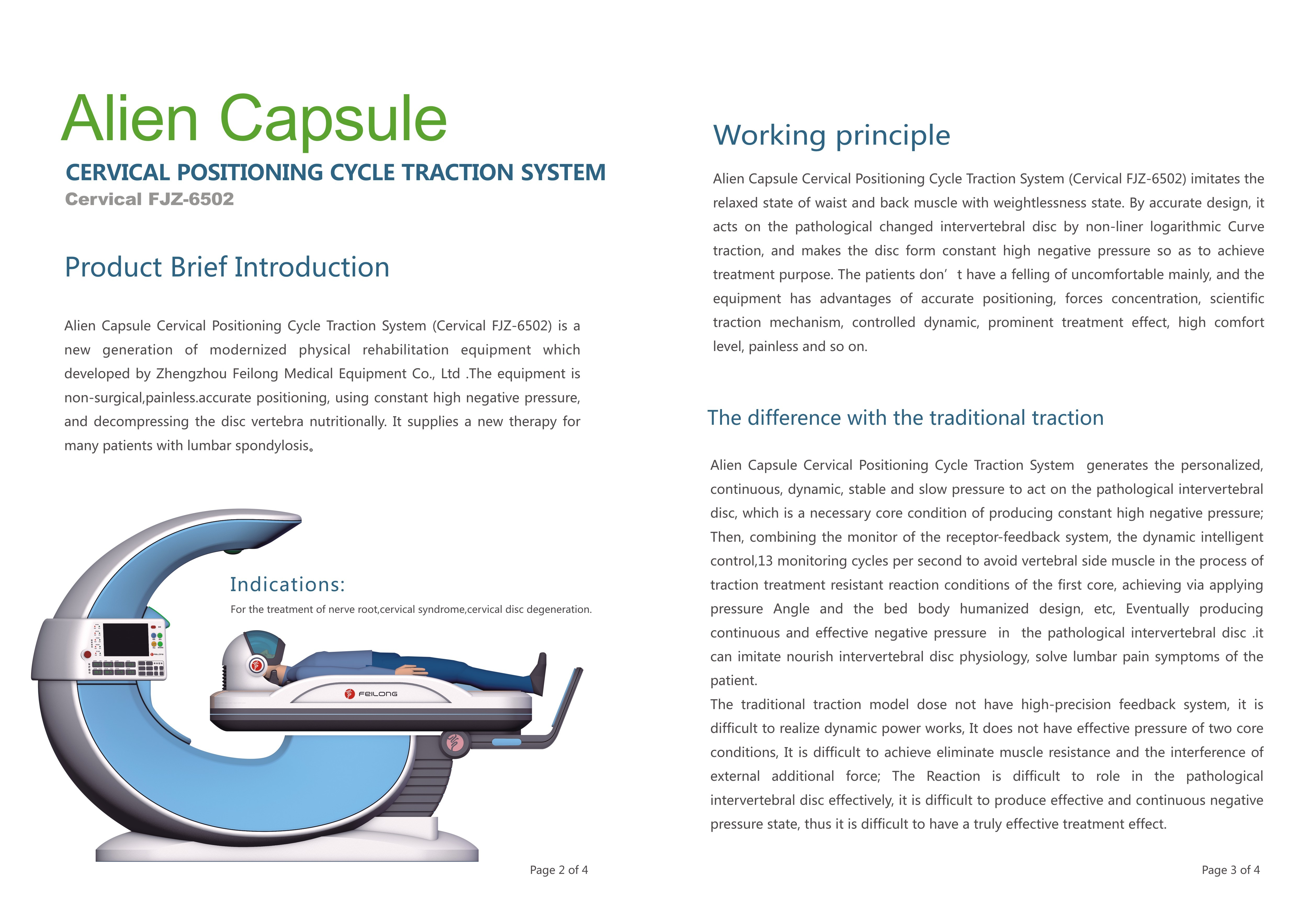Stable Non Surgical Spinal Decompression System Controllable Traction
