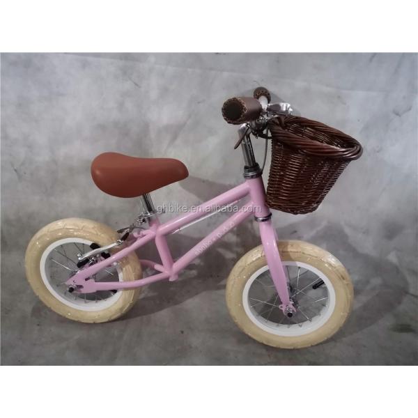 12 Inch Foam Tire Kids' Balance Bike Yellow Color Load Capacity 70kg Front Wicker Basket