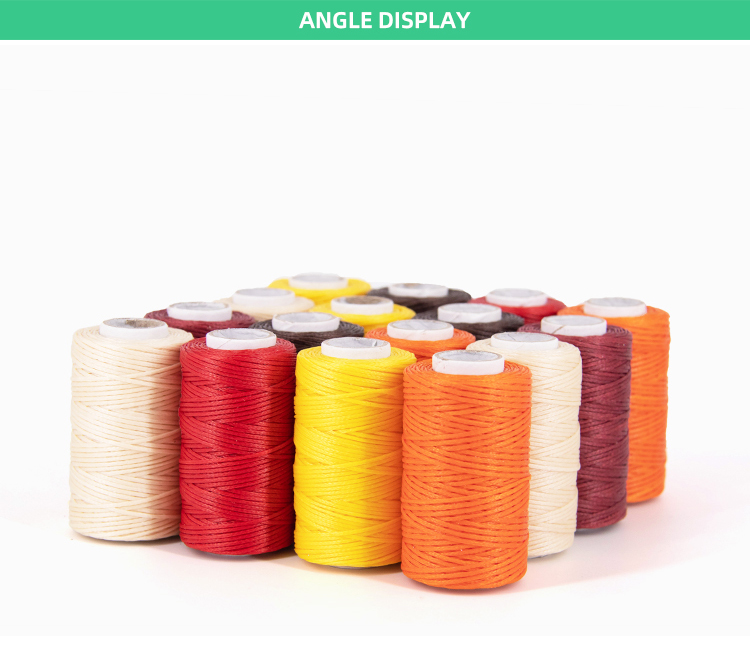 0.8mm Flat Waxed Polyester Stitching Thread for Leather Product Sewing and Durable