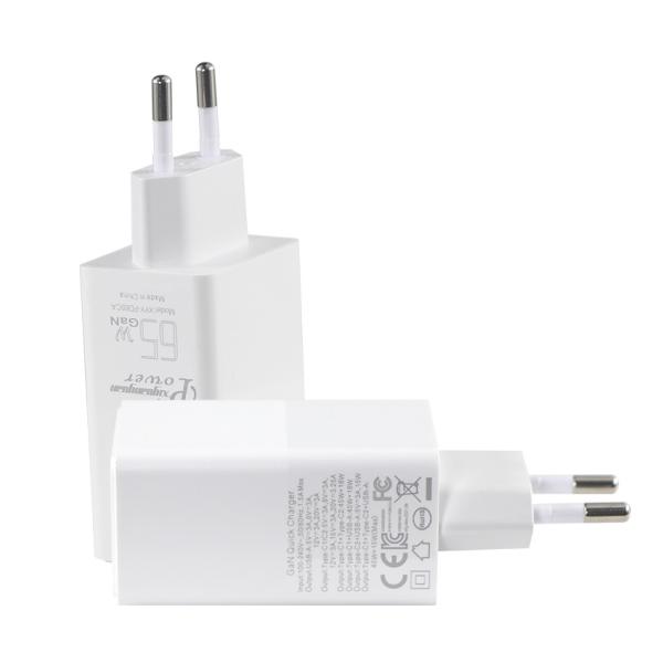 Quality USB-C PD3.0 Blind Insertion 65w Gan Charger Wall Charger Adapter for sale