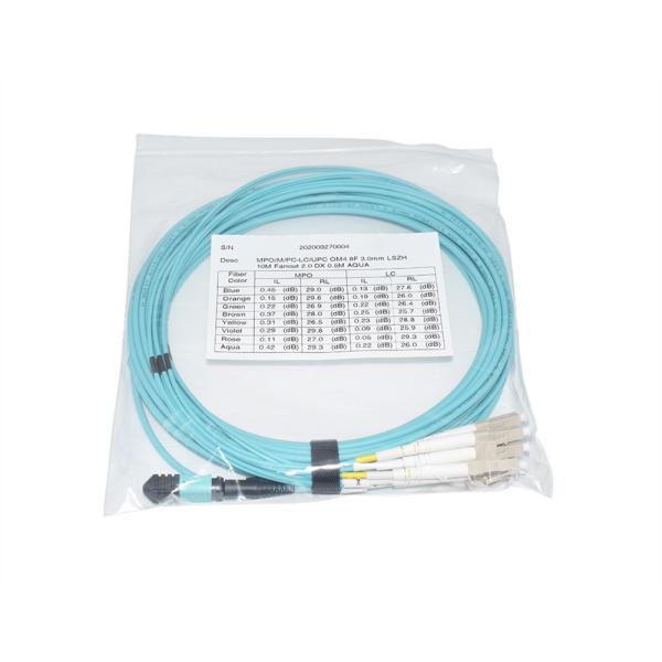 8 Core Female MPO MTP Patch Cord 4x LC Duplex Breakout OM3 Multimode