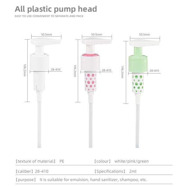 2cc 28-410 All Plastic PE Material Mono Lotion Dispenser Pump APR Recycling Certification