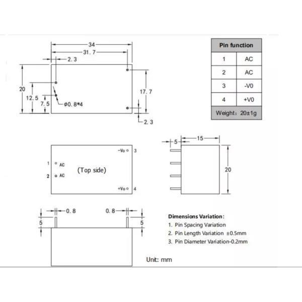 Hi Link Mini AC DC Power Supply Module 5V 3W 100 - 240V