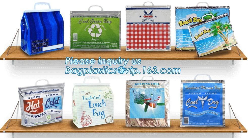 Custom Packing Aluminum Foil Zip-Lock Grocery Handle Thermal Insulation Cooler Bag For Outdoors,Promotional Insulated La