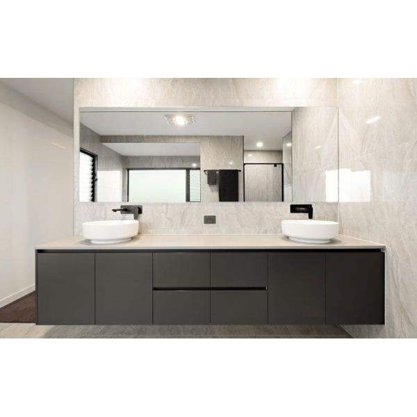 Apartment Bathroom Vanity with Solid Wood Door Panel and Custom Light Wood Grain