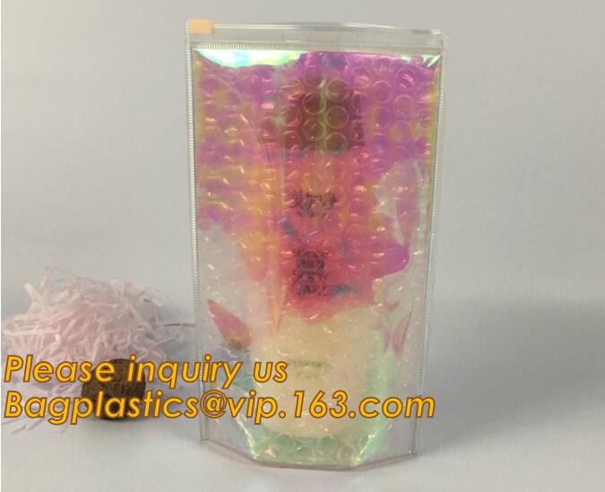 Cosmetic Slider Zip lockk Bubble Bags Bubble Slide Pouch,Zip lockk esd bubble bag bubble packaging wrap cosmetic pouch slide