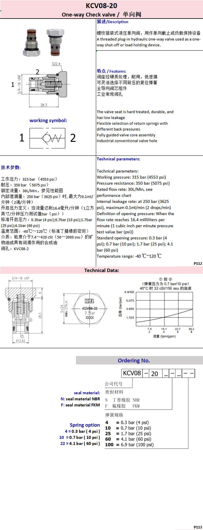 Hydraulic Directional Single Check Non Return Valve Direction Harded With Flow