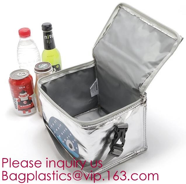 Custom Packing Aluminum Foil Zip-Lock Grocery Handle Thermal Insulation Cooler Bag For Outdoors,Promotional Insulated La