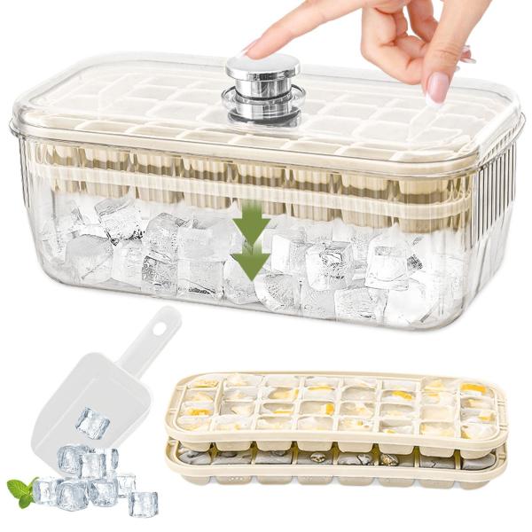 Freezer Food Grade Lce Cube Tray With Lid And Bin BPA Free Silicone Ice Cube Trays Molds