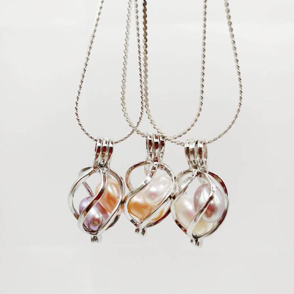 Natural Pearl Oyster Pearl Cage Pendant Silver Lady Charm Surprise Valentine's Day Gift
