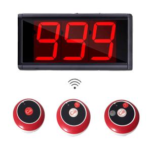 China Best price 433.92MHz wireless pager system slim button and display receiver for restaurant on sale