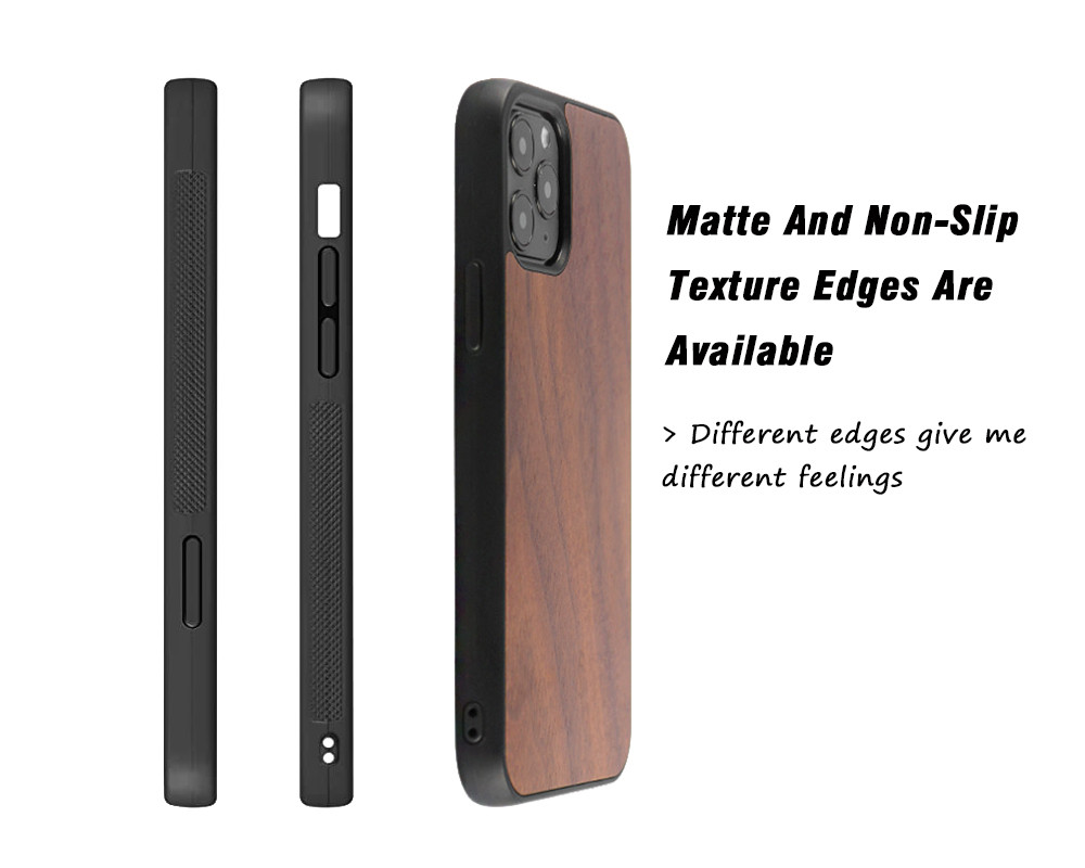 Natural Walnut Wood iPhone Cases TPU Bamboo Cell Phone Cases Lightweight