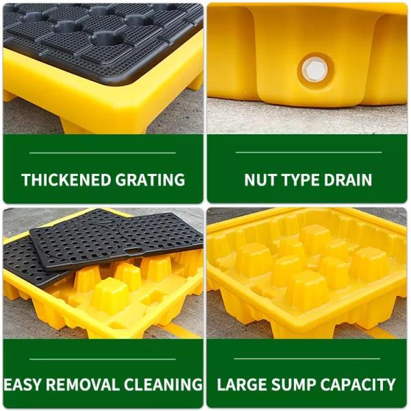 Low Profile Plastic Spill Pallets 4 Drum Bunded Spill Pallet