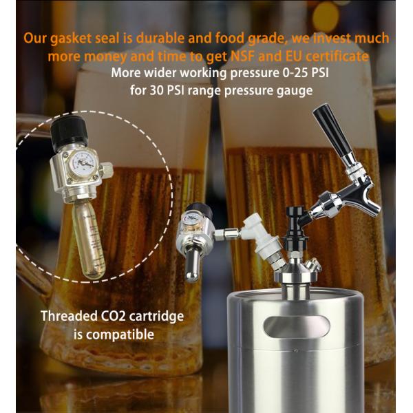 Portable Aluminum Compact CO2 Regulator 60PSI For Carbonation