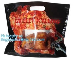 China Anti Fog Hot Rotisserie Chicken Bags, Microwaveable Roasted meat Packaging Bag With Resealable Slider Zipper wholesale