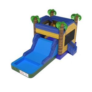 China Palm Tree Commercial Inflatable Bouncy Castle With Water Slide wholesale