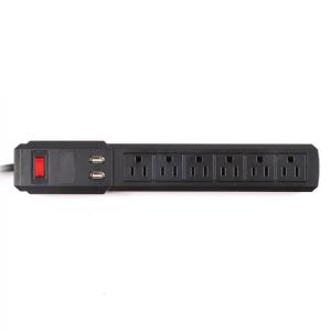 5 outlet Power Socket 1.5FT Cord with on/off Switches, 2 USB Surge Protector