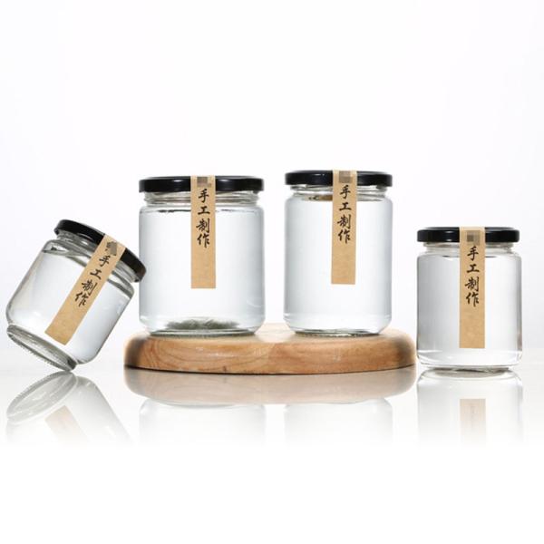 180ml / 280ml Honey Clear Mason Jars , Durable Metal Lid Empty Jam Jars